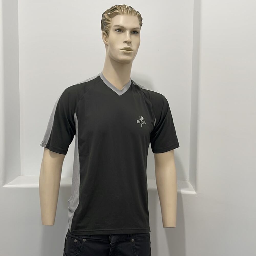 ecos Performance Wear Short Sleeve V-Neck  T-Shirt Black Gray  Size S M NWT - Picture 10 of 11